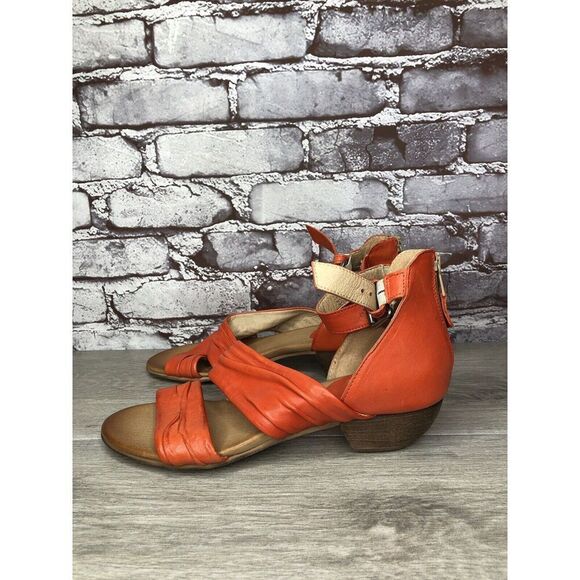 Miz Mooz Cassie Orange Leather Ankle Strap Heeled Sandals Women Sz 39EU/8.5M US - Picture 2 of 16